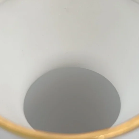 vintage white fall color gold rimmed vase - Picture 3 of 4